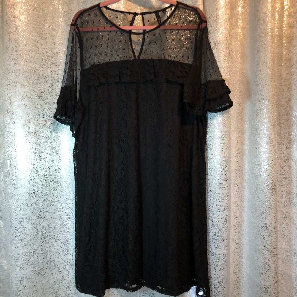 Black Mesh and Lace Dress
